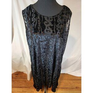 NWT Colors Artwear Black 100% Silk OSFA Burnout Sleeveless Dress